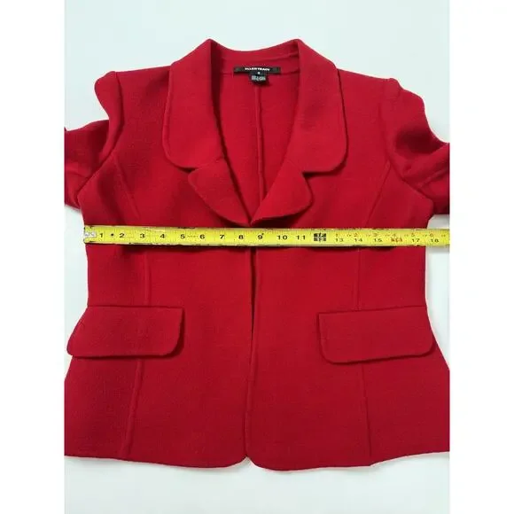 Red Wool Jacket Blazer Womens 6 Classic Fitted Feminine Elegant Ellen Tracy - Picture 3 of 8